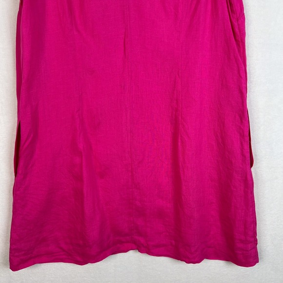J. Crew Size Large Pink Maxine Sleeveless V Neck Linen Shift Mini Dress Pockets - Picture 8 of 12